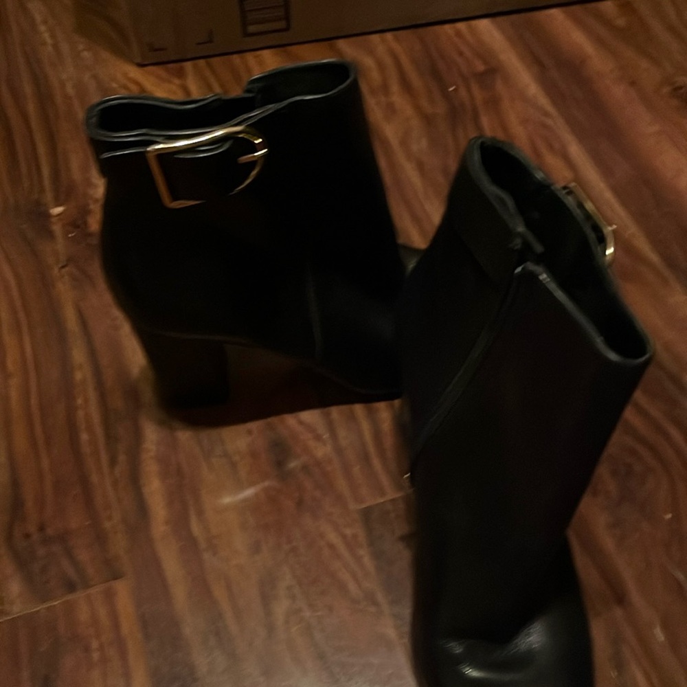 Black leather ankle boots